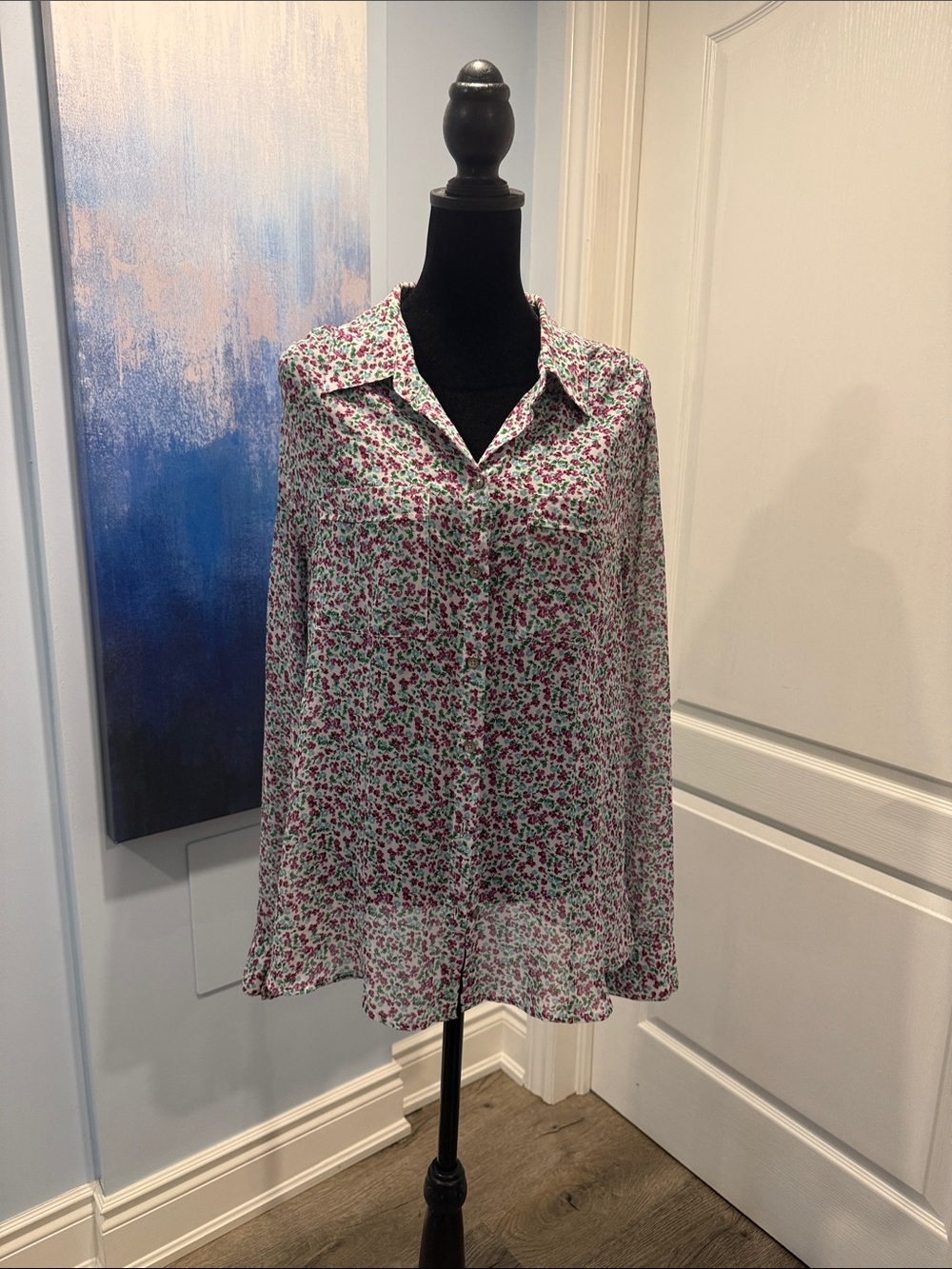 Guess Floral Button-Down Shirt - White, Pink & Green